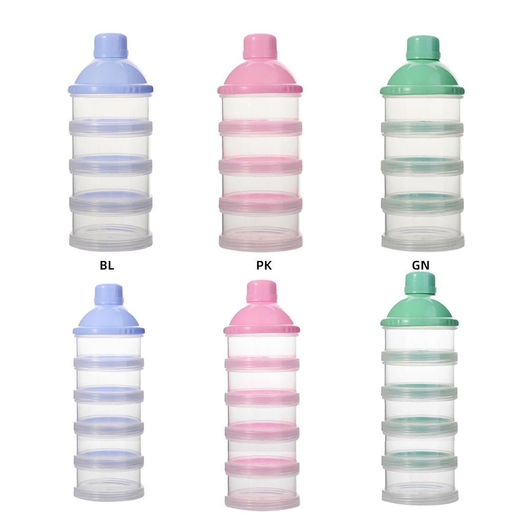 Infant Formula Dispenser with 4/5 Separate Sections Baby Food Storage Box Leakproof Toddler Milk Powder Container
