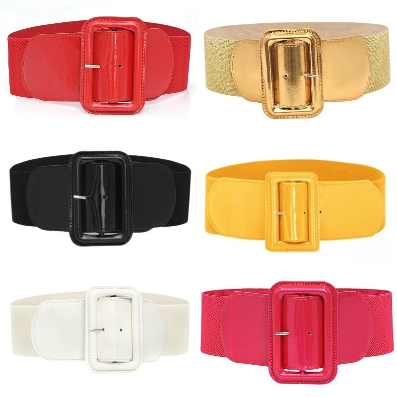 Belt Women Waist Stretch Elastic Wide Buckle Ladies Dress Waistband Strap Casual