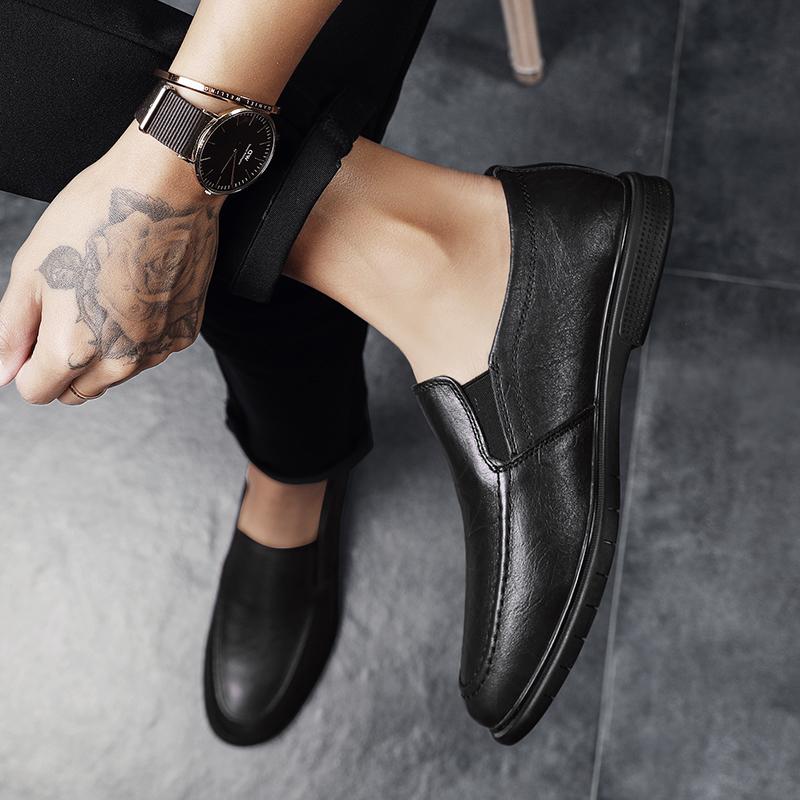Fashion Leisure Walk Man Moccasins Casual Business Shoes Formal Genuine Leather Shoes Comfortable Men Soft-Soled Loafers Slip-On Flats