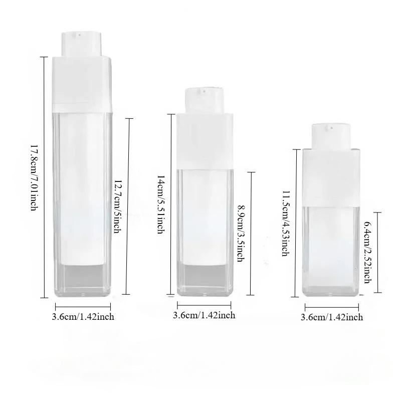 1Pc 15/30/50ml Square Vacuum Bottle Press Lotion Empty Liquid Foundation Makeup Portable Lady Cosmetic Container