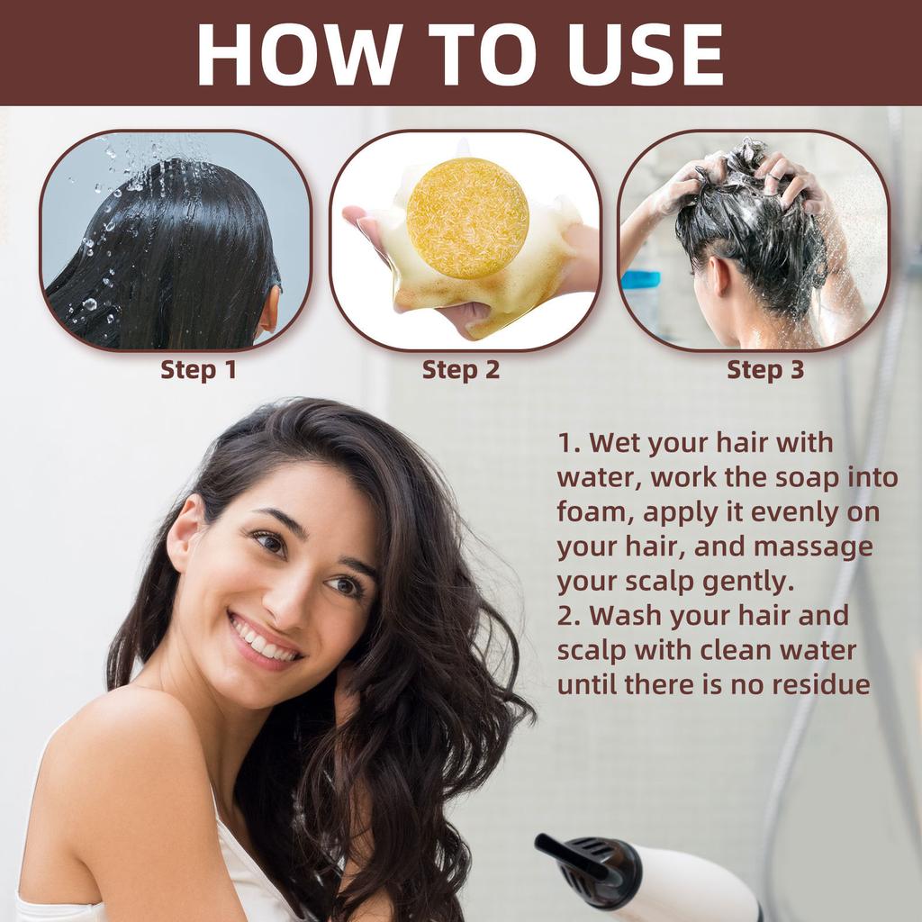 EELHOE Hair Shampoo Polygonum Ginger Essence Hair Darkening Shampoo Soap Natural Organic Gray Reverse Hair Cleansing 1pc