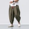 Pantaloni Jogger Larghi Harem da Uomo in Cotone Lino con Coulisse a Gamba Larga a Lanterna Tinta Unita Ampi Taglie Forti