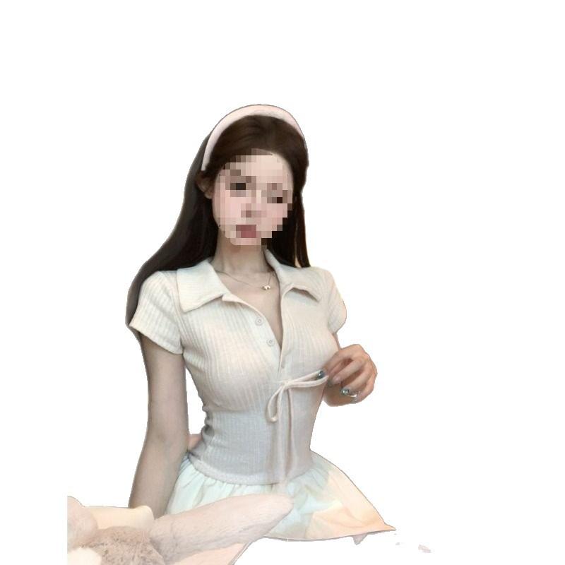 MR [practice, with inner lining] ballet style polo collar dress women's short-sleeved skirt slim and fluffy a word