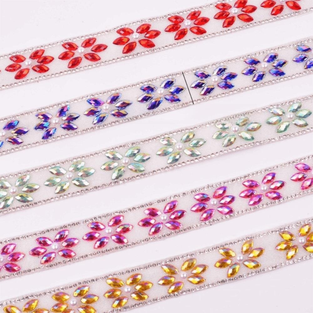 Iron On Trim Colorful Rhinestone Chain AB Color Hot Melt Hot Fix Tape DIY Horse Eye Rhinestone Trim Dance Wear