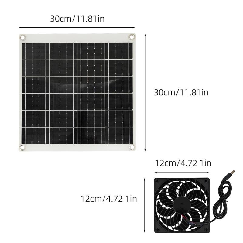 Greenhouses Solars Panel Fan Set 15W with Double Fan for Enhances Cooling in Chicken Coops Pet Houses and Garages