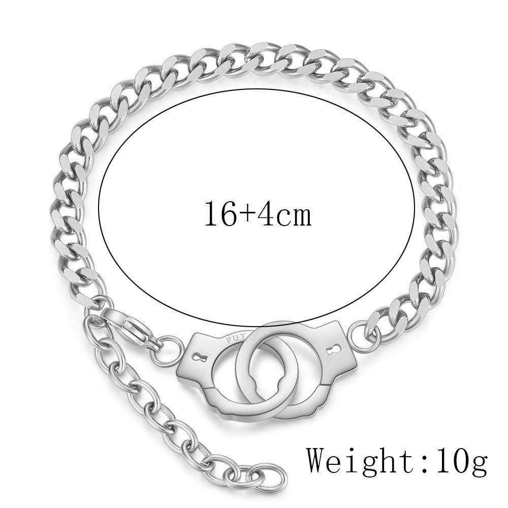 Stainless Steel Fashion Handcuff Necklace & Interlocking Bracelet Set for Women