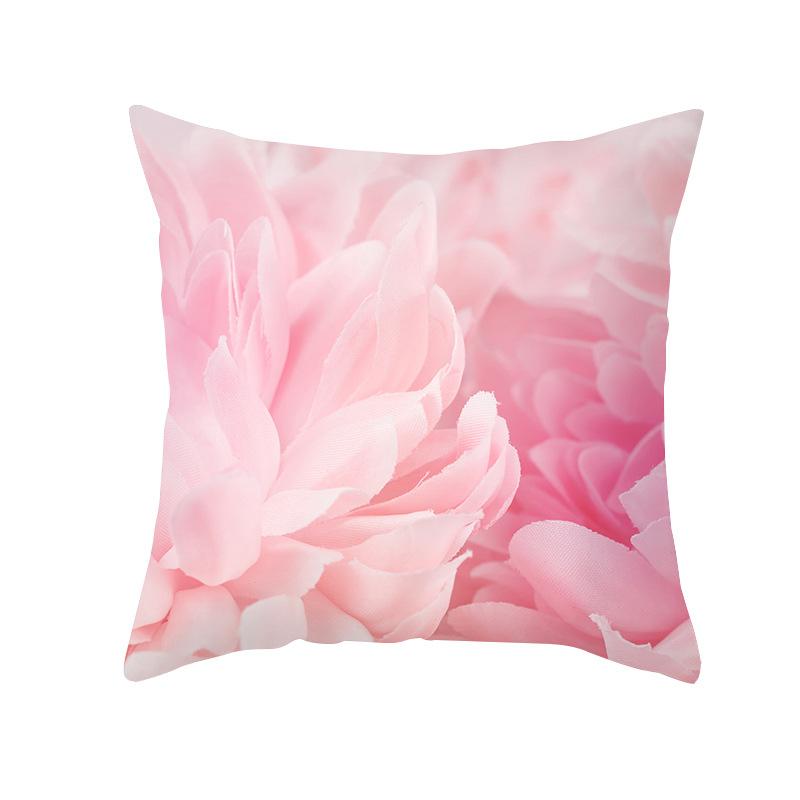 Pfirsichhaut Bedruckter Kissenbezug Rosa Ins Wind Blumen und Blätter Wohnzimmer Zuhause Kissenbezug Kissenbezug