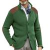 Men's Cardigan Color-Blocked Slim-Fit Stand-Collar Long-Sleeve Knitted Outerwear