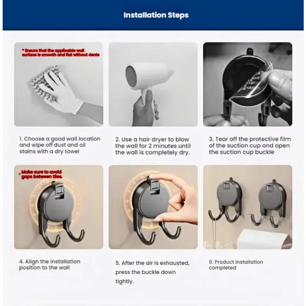 Suction Cup Hook No Drilling Required Bathroom Hooks Kitchen Door Back Clothes Hook Dual Hooks Strong Load-bearing Hooks
