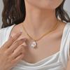 Elegante Imitation Barockperlen Halskette für Damen, Goldfarbene Edelstahl-Schleifketten Halsketten, Trendiger Schmuck Geschenke