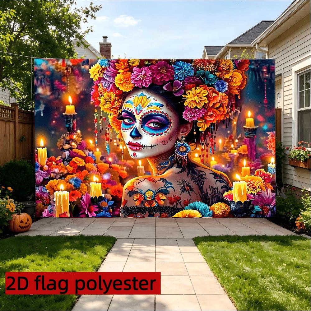 2D planar pattern 1P Mexican Day of the Dead cat Lina print.PMJ