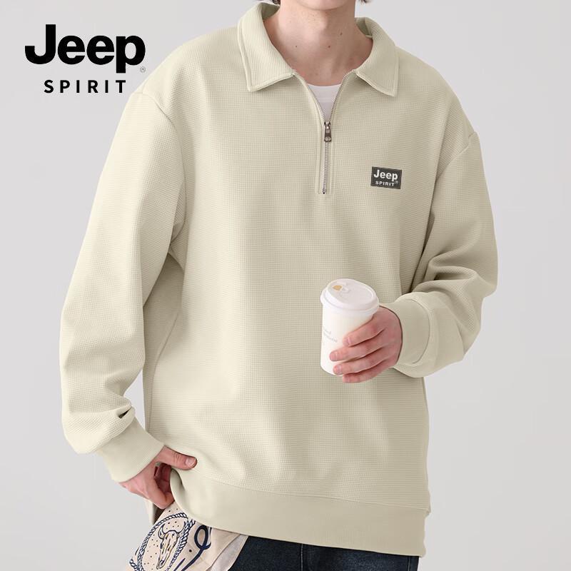 Men s JEEP SPIRIT Waffle Knit Zipper Sweatshirt M