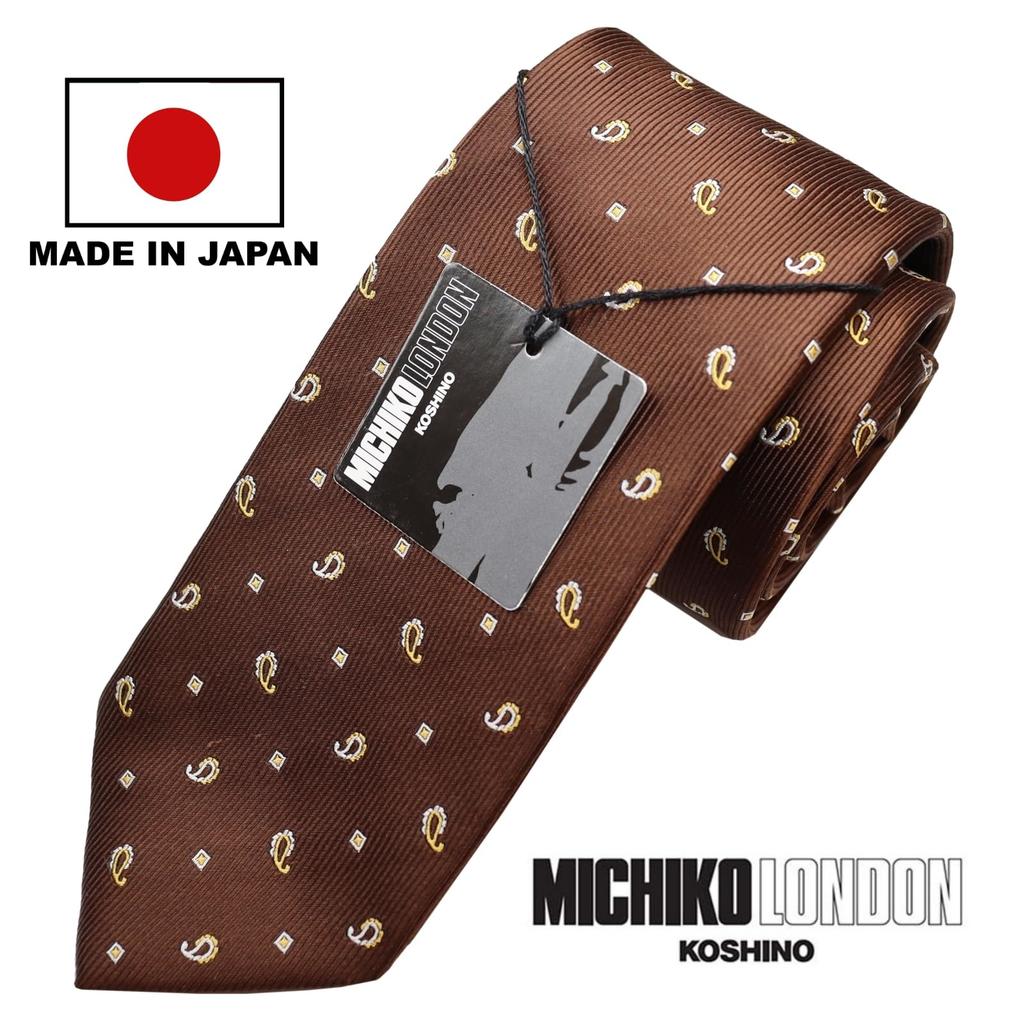 [Michiko London] Wrinkle-resistant bonded fabric with lining for added volume. Made in Japan. KOSHINO brand tie. Check pattern, 100% silk. Unisex.