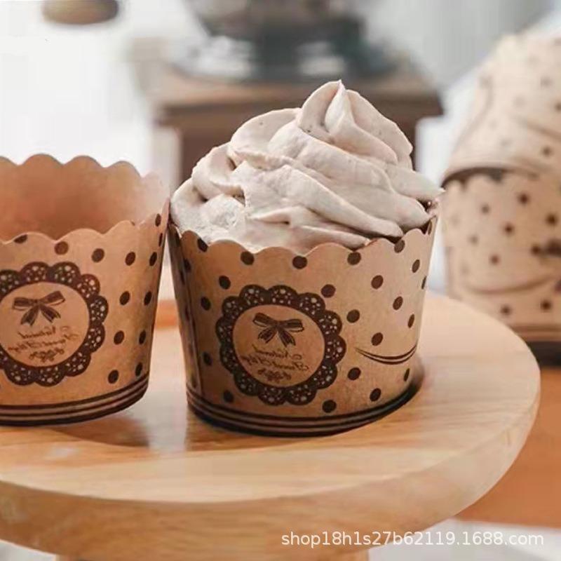 50PCS small kraft paper mechanism cup muffin cup cake cupboard temperature oven baking household small paper tray