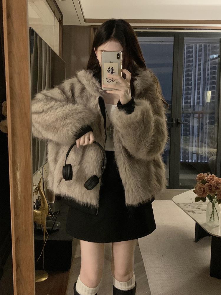 Kış yeni çift taraflı kapüşonlu sevimli kısa splicing gündelik moda trendi bol pamuklu palto kadın