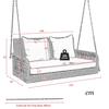 Metallketten-Schaukelstuhl mit Sitz- und Rückenpolstern Rattan-Geflecht Doppelsitze Waschbar Garten-Hänge-Schaukel-Lounge Zuhause