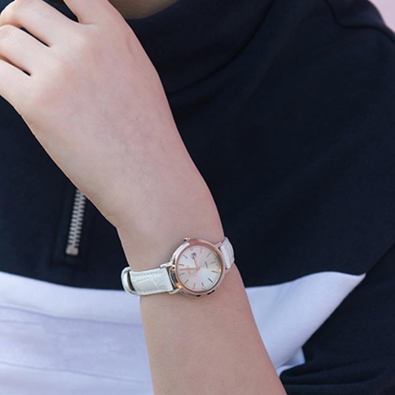 Casio Sheen Series Swarovski Crystal Accented Solar Powered Minimalist Quartz Watch Women watches White SHS-4525PGL-7APR