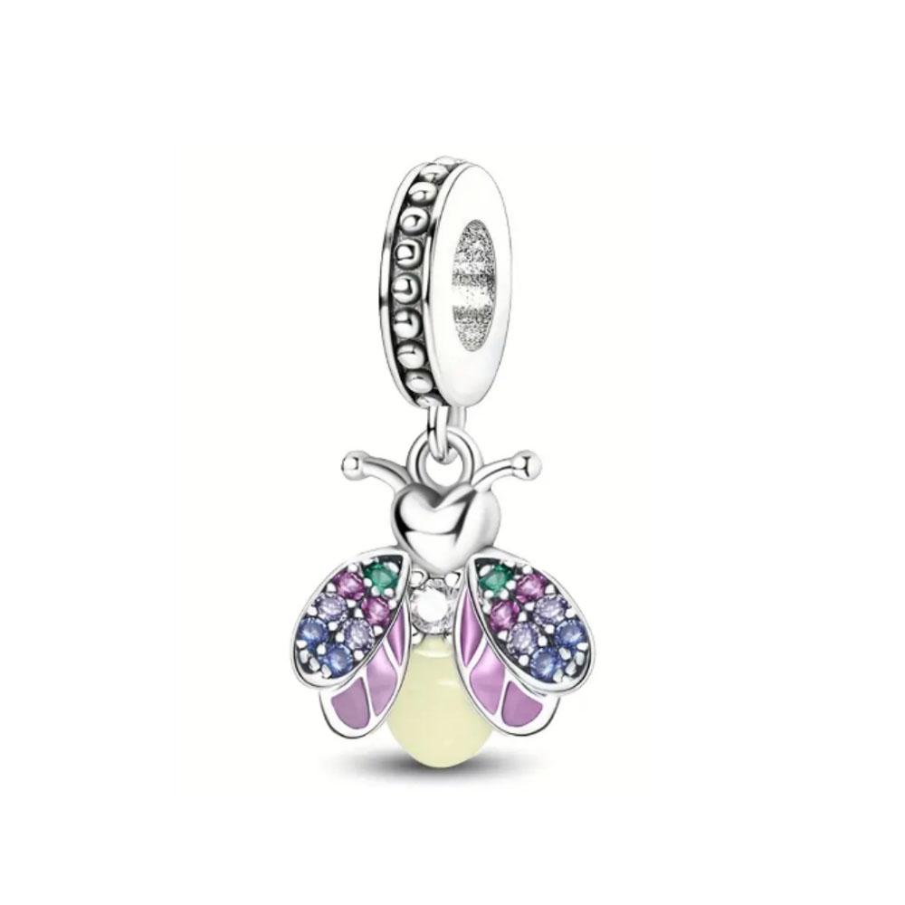 Schöner Schmetterlingsperlen-Clip, Glühwürmchen-Nachtlicht-Anhänger 925 Silber Passend für Originalarmband DIY-Zubehör Exquisiter Schmuck