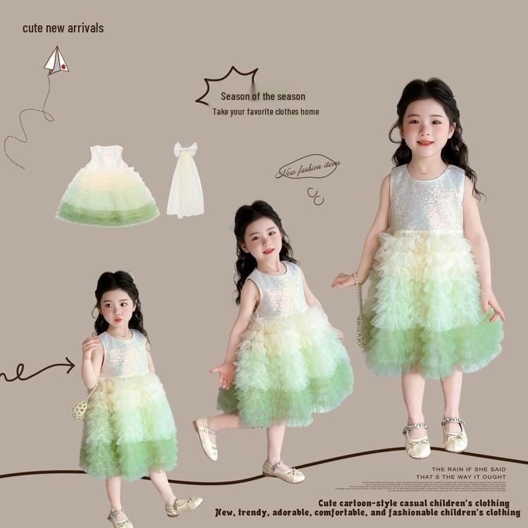 2025 Princess Birthday Dress - Girls' Summer Puffy Gauze Gown