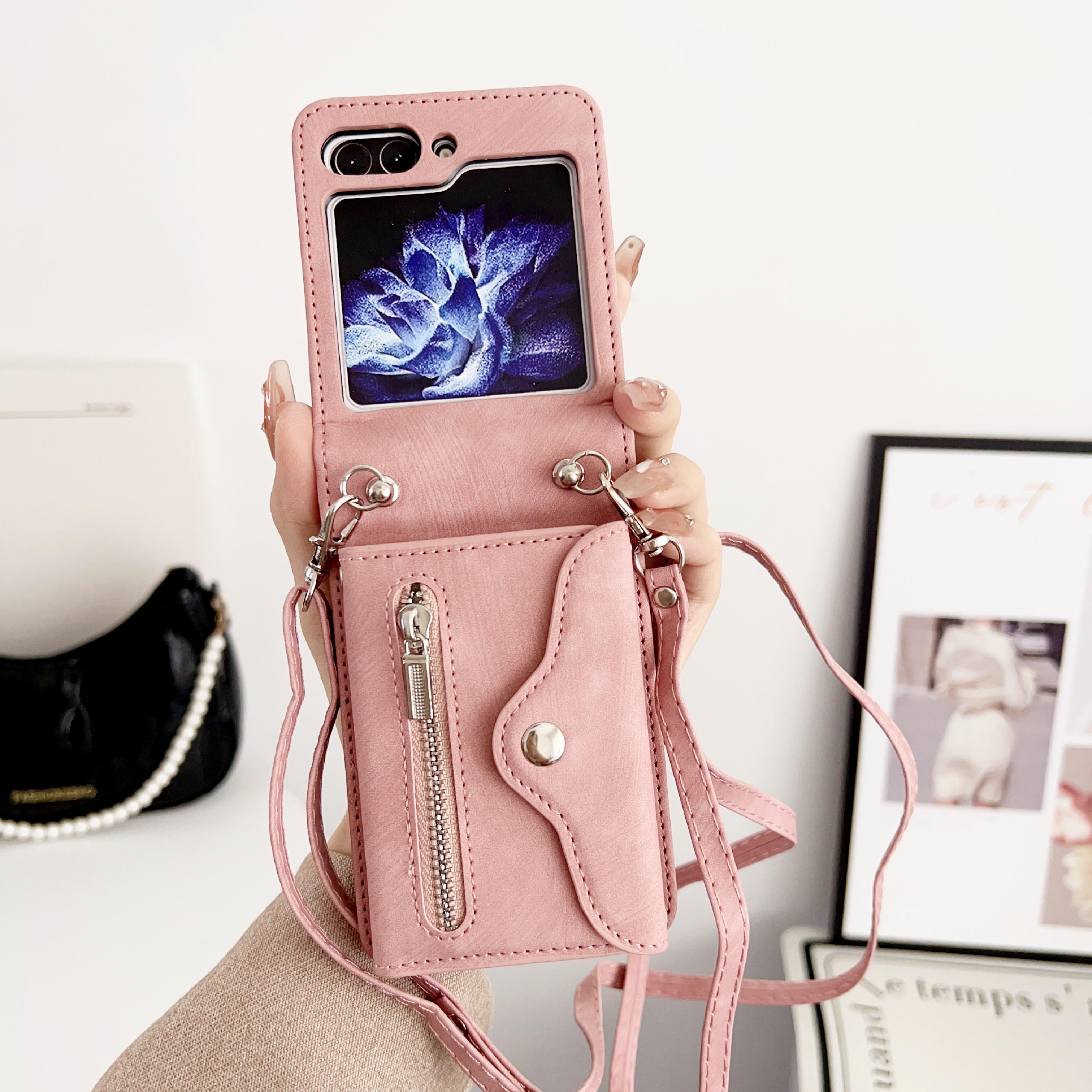 

Кожаный чехол с плечевым ремнем через плечо на молнии для Samsung Galaxy Z Flip3 Flip4 Flip5 5G с несколькими слотами для карт, органный дизайн, чехол-подставка для Samsung Flip 5 Samsung Galaxy Z Flip4