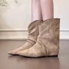 Flats Women Ankle Boots Pointed Toe Suede Shoes Cozy Winter Woman Boots 2025 New Casual Cozy Chelsea Botas Para Mujer