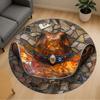 1pc Stained Glass Cowboy Hat Round Chair Mat Area Rug - Non-Slip, Floor Mat for Office, Bedroom, and Indoor Decor-1002297