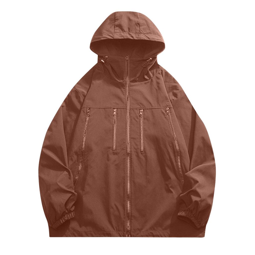 Men's Casual Sports Jacket Waterproof Lightweight Hooded Hiking Golf Raincoats With Pockets
