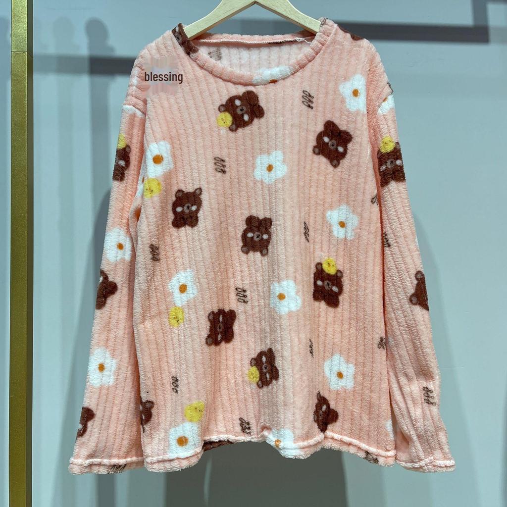 Traje Cálido de Forro Polar Coral para Mujer - Pijama y Ropa de Exterior de Otoño/Invierno