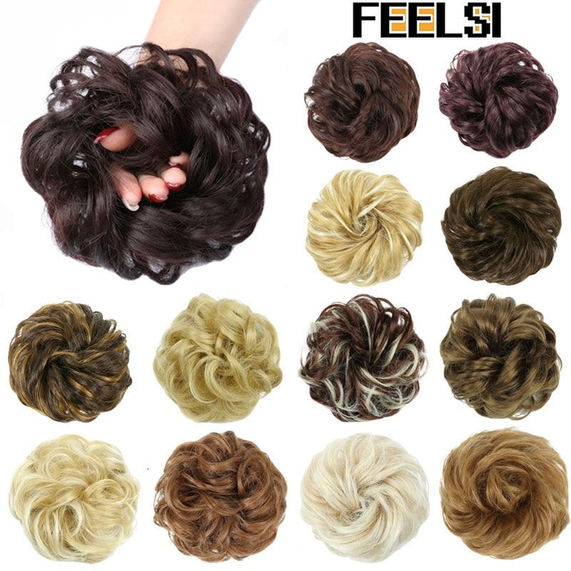 Chignon ondulat de damă cu bandă elastică de cauciuc Scrunchie sintetic pentru păr înfășurat Coc dezordonat posturi