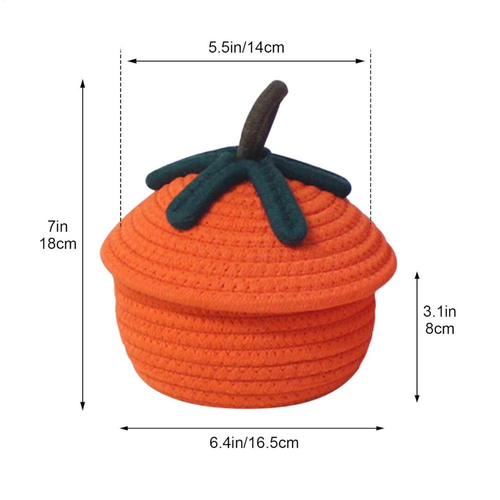 

Halloween Woven Pumpkin Basket With Lid Halloween Decorative Candy Gift Basket Multi-Function Fruit Candy Snacks Toys Basket