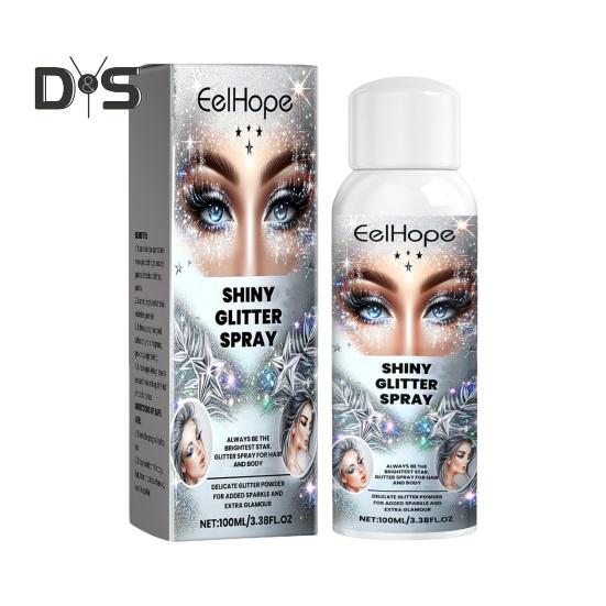 

100 мл спрей с блестками, мерцающие волосы на лице, одежда, спрей для тела, долговечный, быстросохнущий, сценический спрей для макияжа, карнавальный фестиваль, выпускной вечер белый