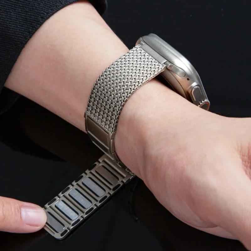 Magnetic Stainless Steel Loop Strap For Apple Watch Ultra 2 49mm 41 45mm Milanese Band for iWatch series 9 8 7 6 5 se 42mm 44mm