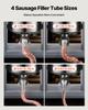 Elektrischer Wurstfüller, 10 kg / 22 lbs Vertikaler Fleischfüller mit stufenloser Geschwindigkeitsregelung, Edelstahl-Wurstfüllmaschine, Fußpedal & 4