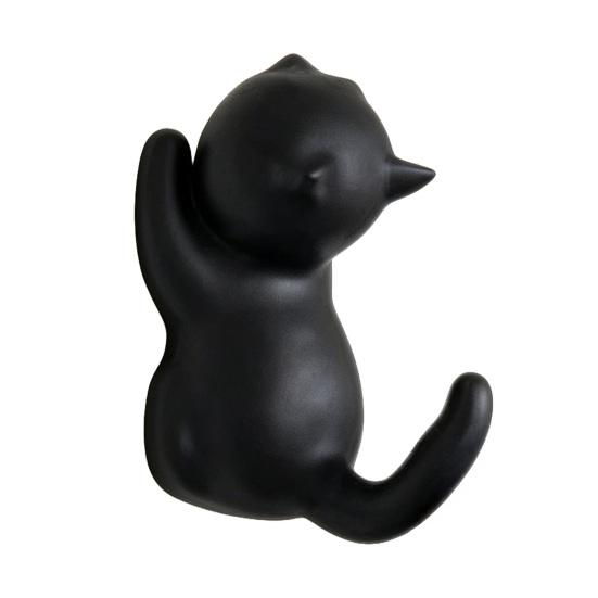 

Hook with Cute Cat Shape Compact Wall Hook Space-Saving Resin Key Towel Holder Adhesive Entryway Hook чорний