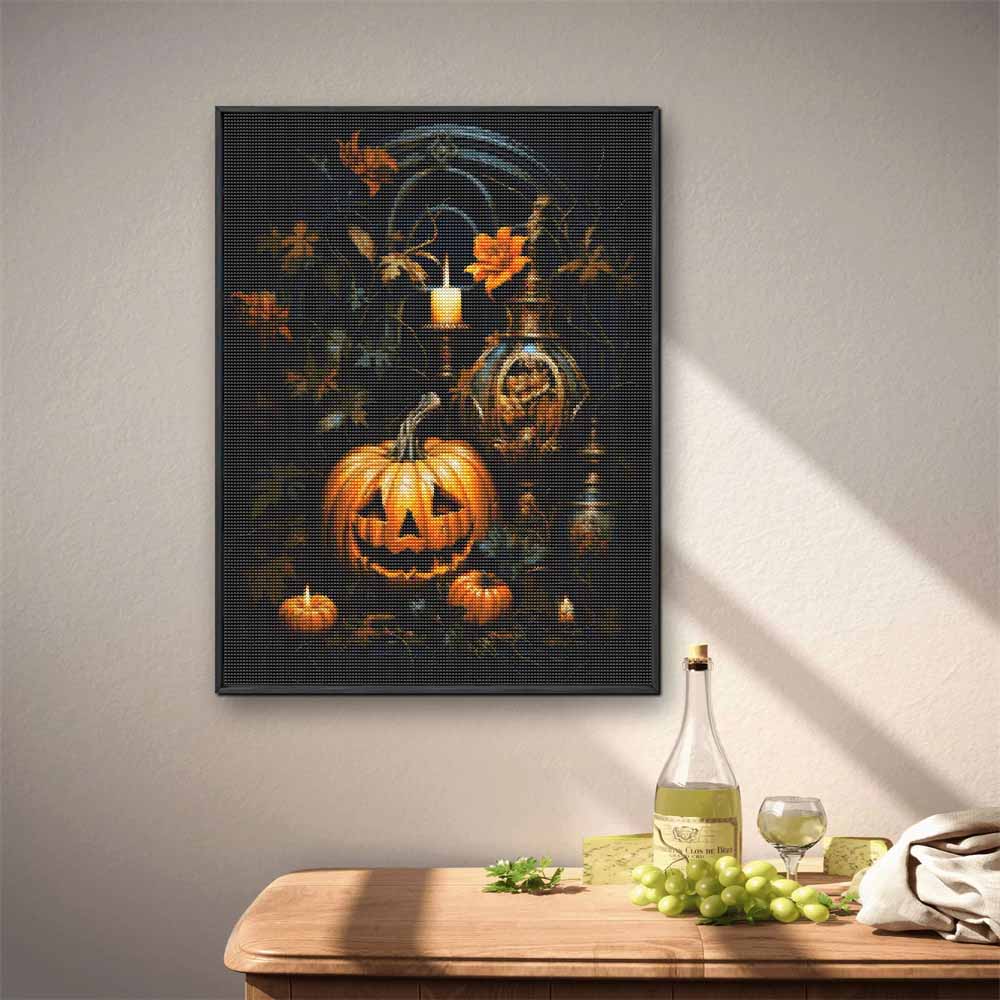 Diamond Art Painting Kit JackOLantern Pumpkin Pattern DIY Full Drill Canvas Relaxing Craft Gift for Adults Home Decor Art