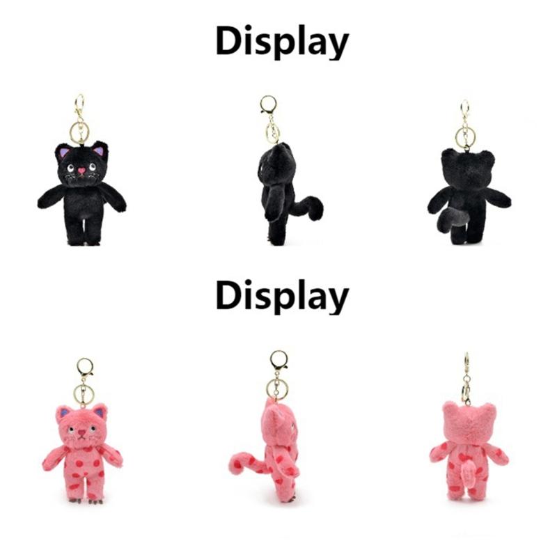 Cute Plush Cat Keychain Cartoon Doll Toy Speechless Cat Pendant Keyring for Women Girl Couple Bag Ornament Car Key Chain
