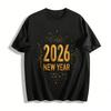 2026 New Year Theme Gold Glitter Print Casual Versatile Top Pure Cotton T-shirt
