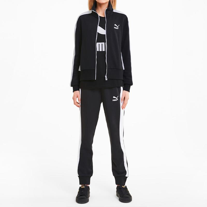 Puma Stand Collar Color Block Casual Retro Sports Jacket Women Jacket Black 599143-01
