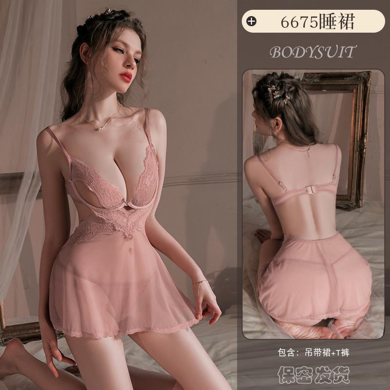 Sex Underwear Sexy Mesh Perspective Lace Pajamas Hollow Passion Uniform Seduction Pure Desire Set 6675