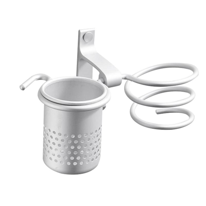 

Настенный держатель для фена, подставка и органайзер для салона, ванной комнаты, спиральная сушилка для расчески серебряный