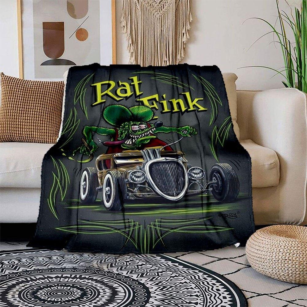 

Rat Fink Hot Rod T-Shirt - Ed Roth Classic Car ArtBlanket Flannel Throw Blanket for Sofa, Bed, Travel, Camping, Office, Couch, Chair, And Be 150x180cm