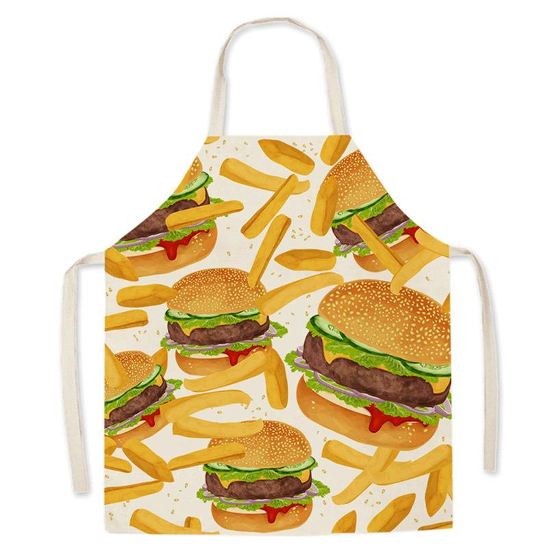 unframed Fashion Kitchen Apron for Men Women Kid Lemon Desserts Printed Cotton Linen Sleeveless Aprons Home Cooking Baking Clean