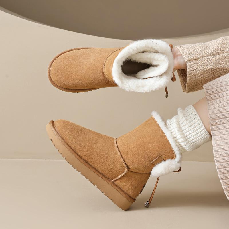Snow Boots New Autumn and Winter Velvet Platform Cotton Shoes Medium Tube Casual Bread Shoes