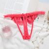Sexy Women Open Crotch Thongs Lace Panties G-string Pearl Decor Underwear