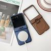 Ring Holder Leather Case for Samsung Galaxy Z Flip 7 6  Zflip 3 4 Magnetic Bracket Stand Matte Shockproof Cover