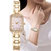 Luxury Women's Watch New Simple Square Full Diamond Digital Quartz Watche Gold Stainless Steel Bracelet Women's Dress Clock