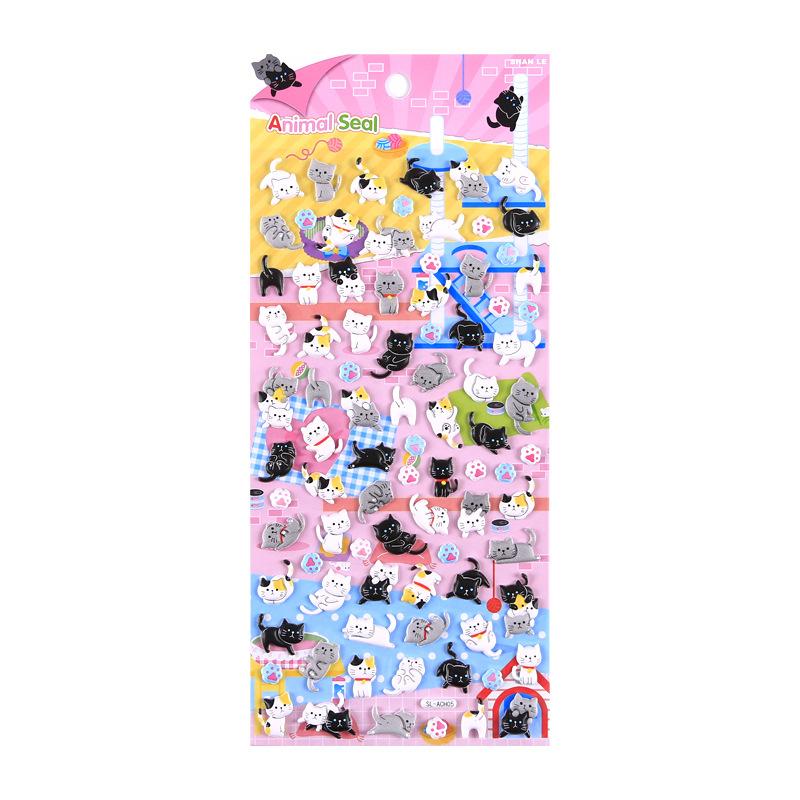 Self Adhesive 3D Mini Animal Stickers Set Kawaii Cat Panda Penguin Dog for Children Reward Craft Sticker Album Decor