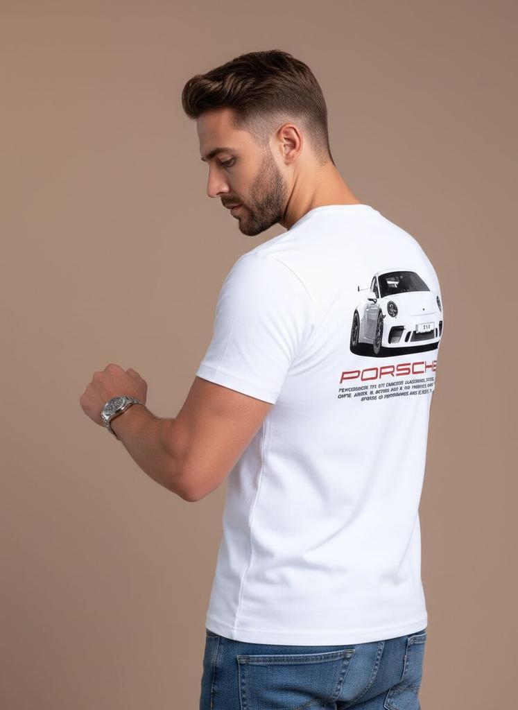 Camiseta Estampada Gráfica de Superdeportivos Porsche y Ferrari para Hombre Mujer Street Oversize Y2k Manga Corta Ropa Masculina Femenina de Alta Calidad