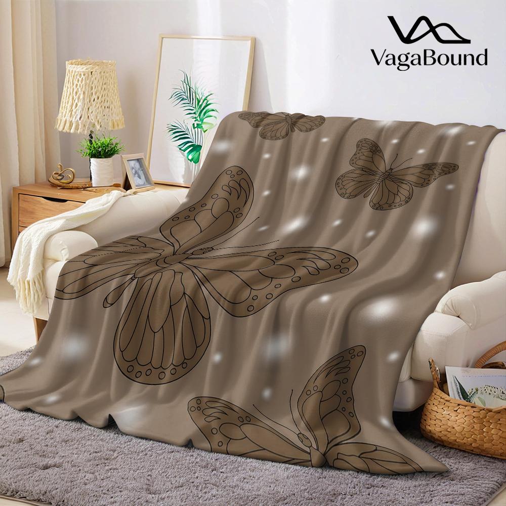 Brown Butterfly Flannel Blanket Warm Soft Halloween Christmas Couch Warm Cozy Decorative Decor Gift for All Season