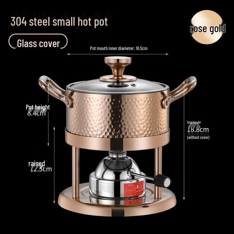 ZISIZ Personal Gas Hot Pot with Rose Gold Burner